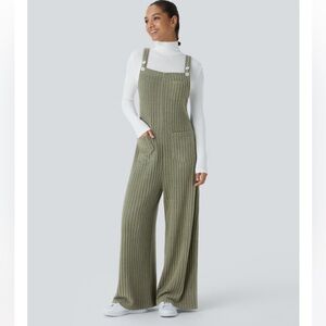 Moss Green Ribbed Overalls